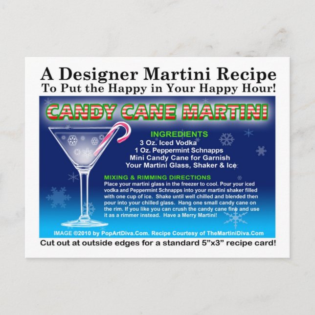 Postales de Martini para Navidades de Candy Cane (Anverso)