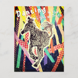 Postales de medios mixtos de cebra funky bailando