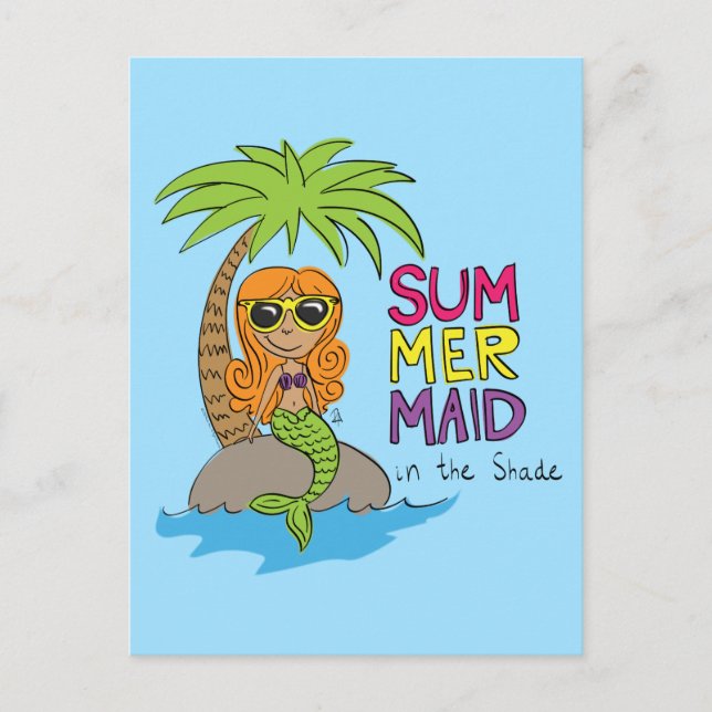 Postales de Mermaid Cute para el verano (Anverso)