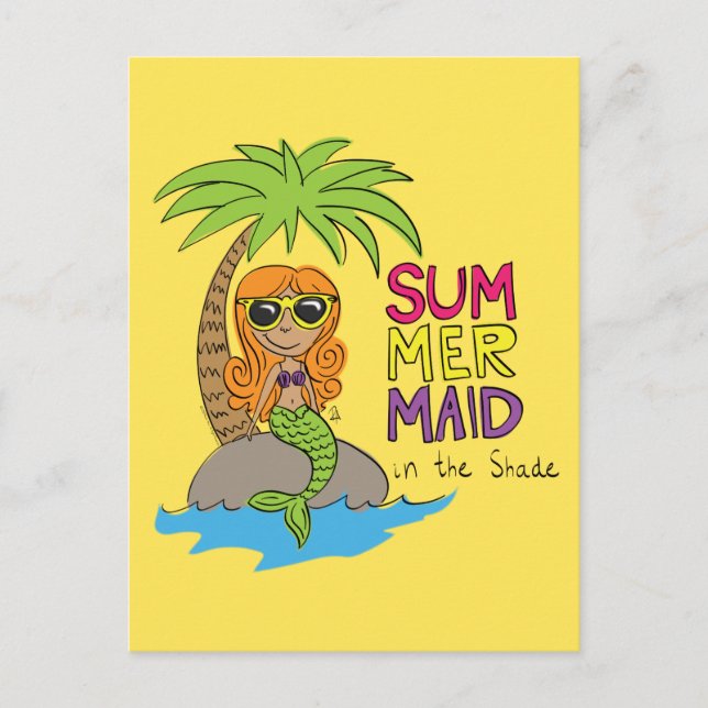 Postales de Mermaid Cute para el verano (Anverso)