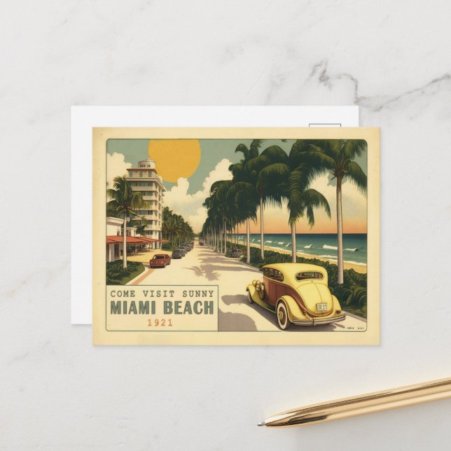 Postales de Miami Beach Ocean Drive de la Retro de (Anverso/Reverso In Situ)