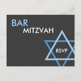 Postales de Mitzvah RSVP de Bar Azul Moderno