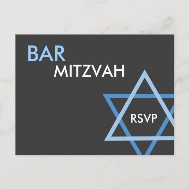 Postales de Mitzvah RSVP de Bar Azul Moderno (Anverso)