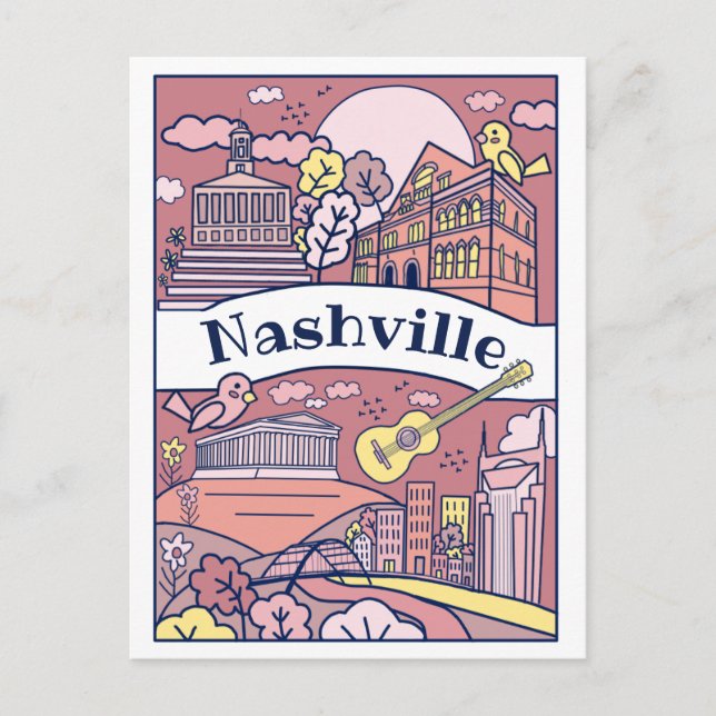 Postales de monumentos de Nashville - rosa (Anverso)