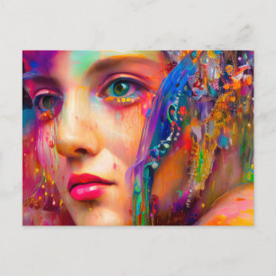 Postales de mujer colorida