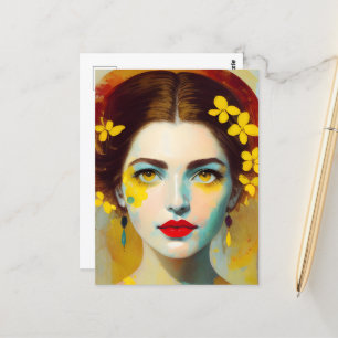 Postales De Mujeres Con Flores Amarillas
