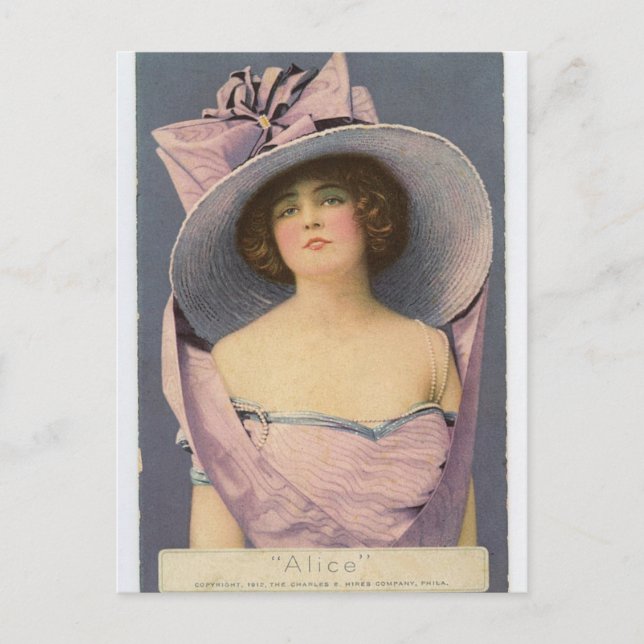 Postales de mujeres victorianas con vestido morado (Anverso)