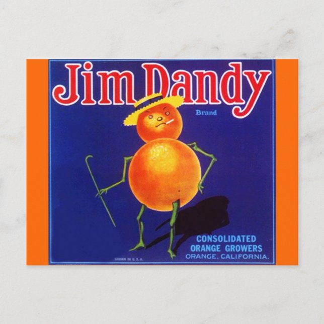 Postales de Naranja antropomórficas de Jim Dandy (Anverso)