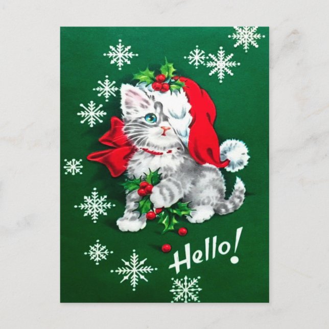 Postales de Navidad Gatito de Navidad más bellas (Anverso)