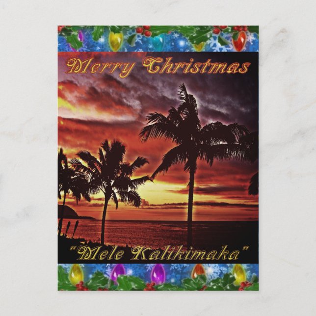Postales de Navidad Hawaii Merry (Anverso)