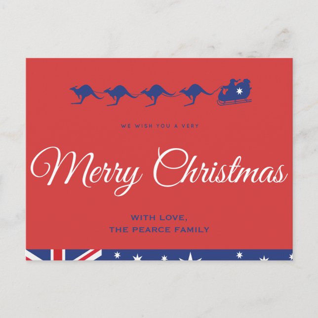 Postales de navidades australianos Kangaroo Sleigh (Anverso)