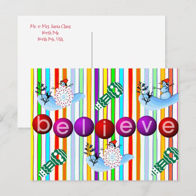 Postales de navidades creen que Snowman (Anverso / Reverso)