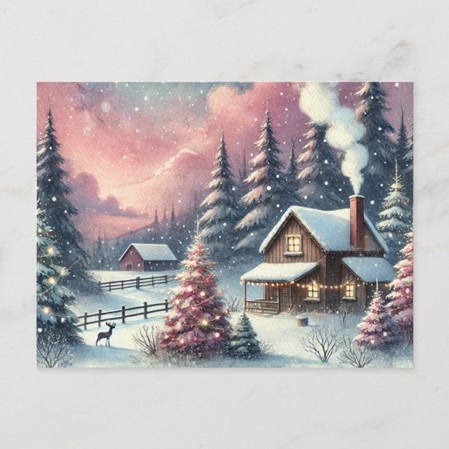 Postales de Navidades de acuarela de época (Anverso)