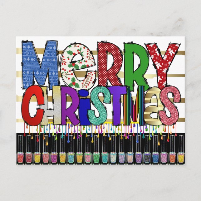 Postales de Navidades de arte de las uñas de manic (Anverso)