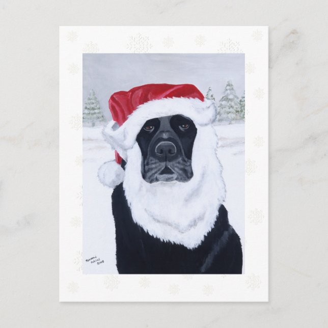 Postales de Navidades de Black Labrador con copas  (Anverso)