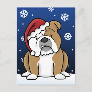 Postales de Navidades de Bulldog en inglés de Kawa