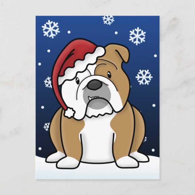 Postales de Navidades de Bulldog en inglés de Kawa (Anverso)
