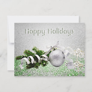 Postales de Navidades de cinta blanca con ornament