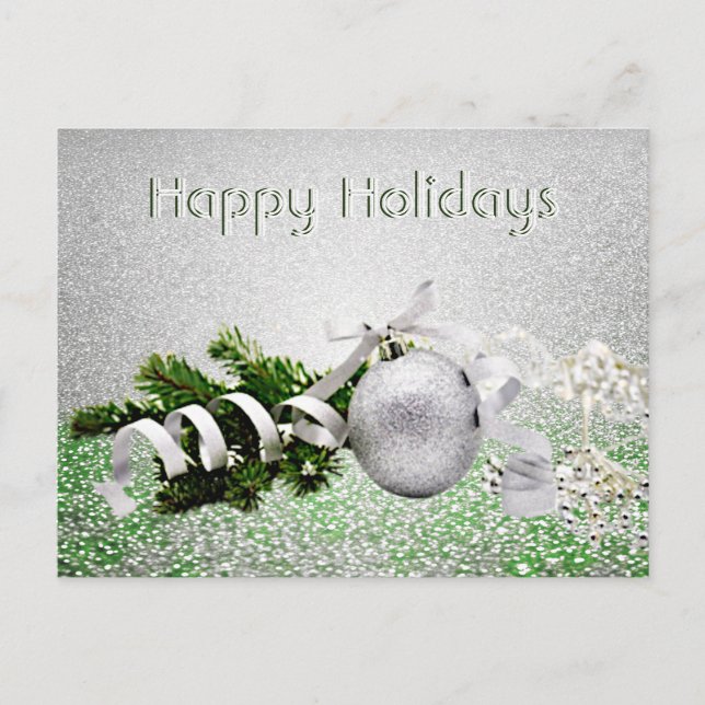 Postales de Navidades de cinta blanca con ornament (Anverso)