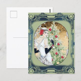 Postales de Navidades de Flapper Art Deco de los a