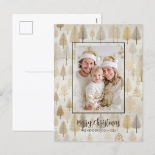 Postales de Navidades de fotografía de pinos plate