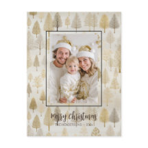 Postales de Navidades de fotografía de pinos plate