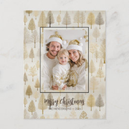 Postales de Navidades de fotografía de pinos plate