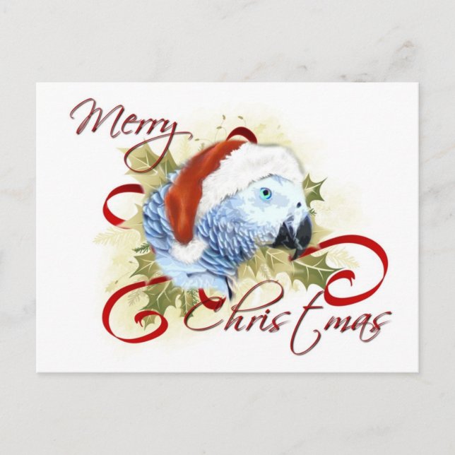 Postales de Navidades de loro gris africano (Anverso)