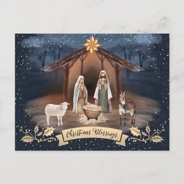 Postales de Navidades de Natividad Cristiana de Be (Anverso)