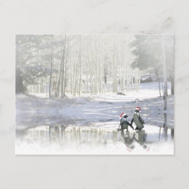 Postales de Navidades de pingüino lindo (Anverso)