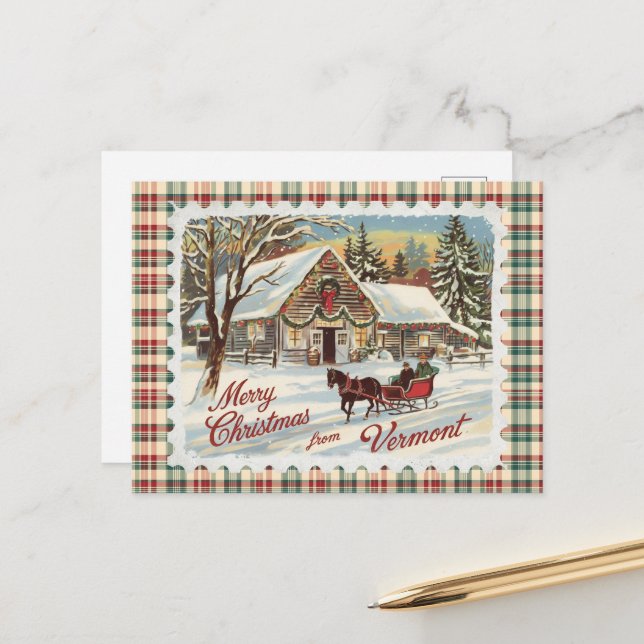 Postales de Navidades de Retro Vermont (Anverso/Reverso In Situ)