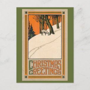 Postales de Navidades decorativos con ciervos, nie