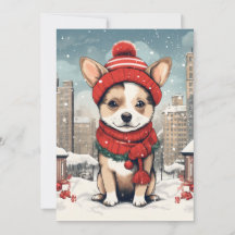 Postales de Navidades festivos con perro adorable
