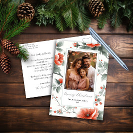 Postales de Navidades florales de color rosa con f