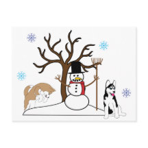 Postales de Navidades Husky Siberiano