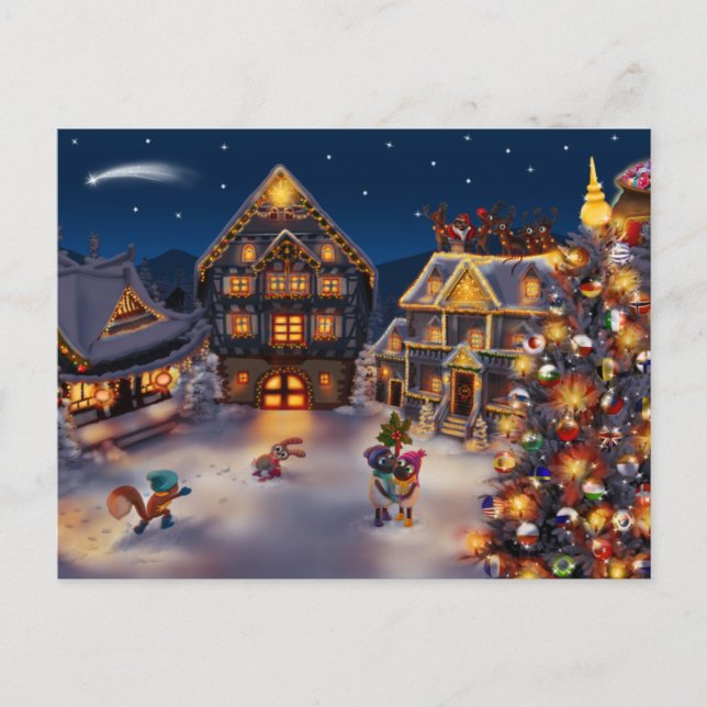 Postales de Navidades retro de vintage (Anverso)