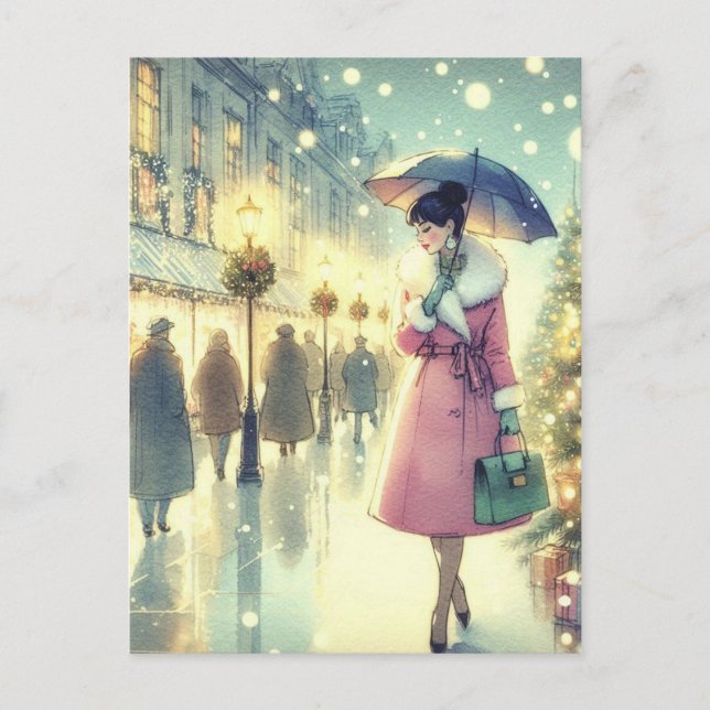 Postales de Navidades retro de vintage (Anverso)