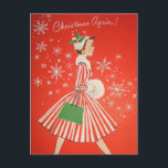 Postales de Navidades retro de vintage<br><div class="desc">"Navidades otra vez",  tarjeta postal de Navidades Retro Vintage. Estos Navidades envían sus cálidos deseos a sus amigos y familia con esta postal.</div>