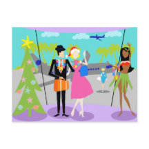 Postales de Navidades retro hawaianos