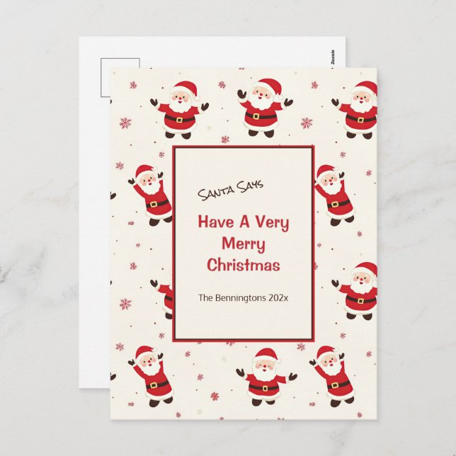 Postales de Navidades Santa Retro Cute (Anverso / Reverso)