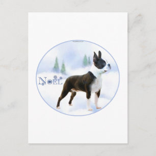 Postales de Noel Boston Terrier