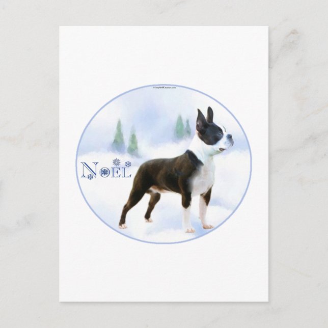 Postales de Noel Boston Terrier (Anverso)