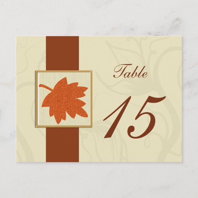 postales de números de tabla de boda de caída de n (Anverso)