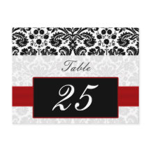 postales de números de tabla de damasco rojo