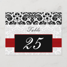 postales de números de tabla de damasco rojo