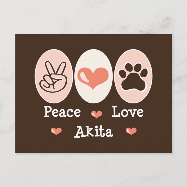 Postales de Peace Love Akita (Anverso)