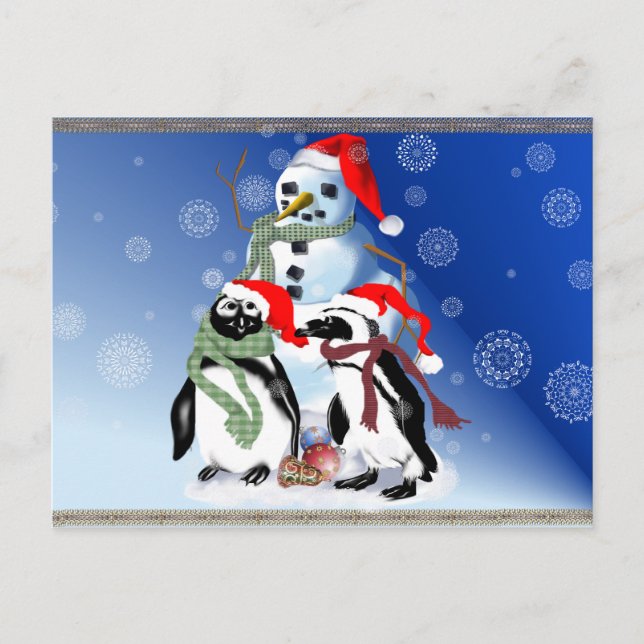Postales de Penquin y Snowman para navidades (Anverso)