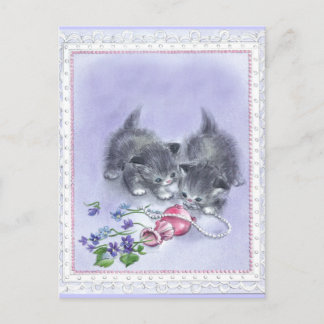 Postales de Perlas Antiguas de Gatitos Vintage