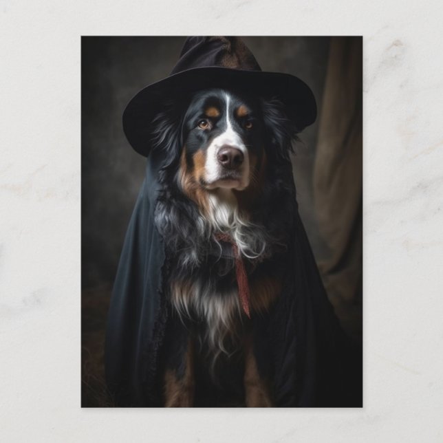 Postales de perro de montaña de Halloween Witch Be (Anverso)