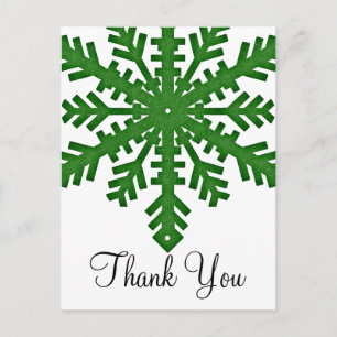 Postales de Personalizado de copo de nieve verde D